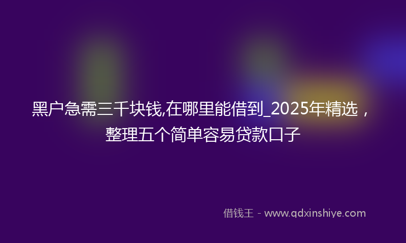 黑户急需三千块钱,在哪里能借到_2025年精选，整理五个简单容易贷款口子