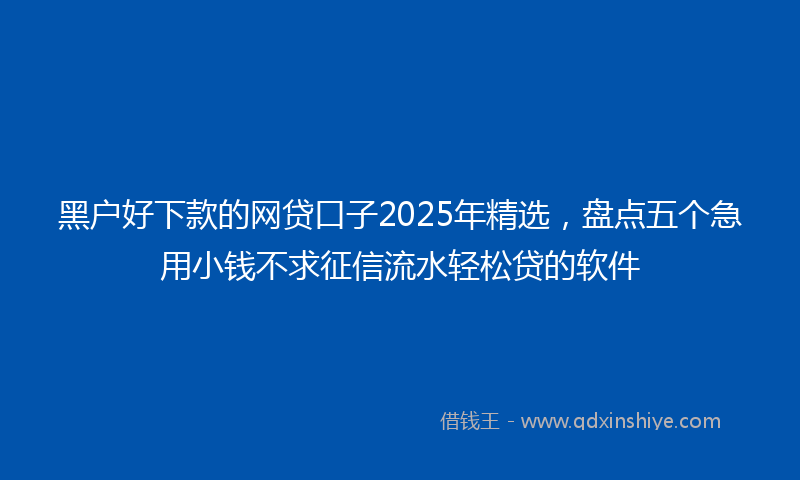 黑户好下款的网贷口子2025年精选，盘点五个急用小钱不求征信流水轻松贷的软件