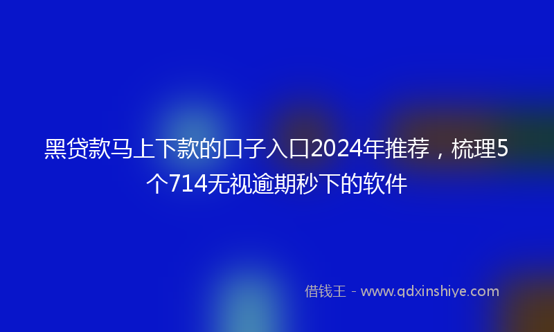 黑贷款马上下款的口子入口2024年推荐，梳理5个714无视逾期秒下的软件