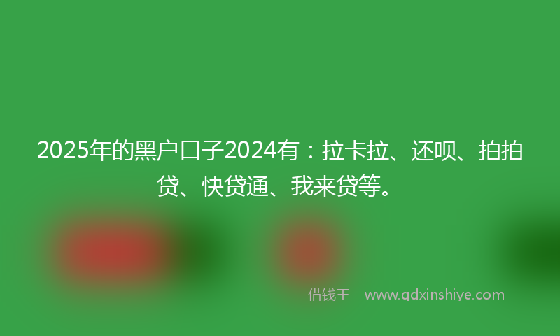 2025年的黑户口子2024有：拉卡拉、还呗、拍拍贷、快贷通、我来贷等。