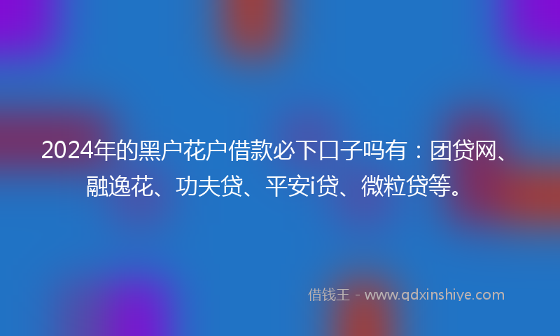 2024年的黑户花户借款必下口子吗有：团贷网、融逸花、功夫贷、平安i贷、微粒贷等。