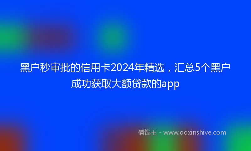 黑户秒审批的信用卡2024年精选，汇总5个黑户成功获取大额贷款的app