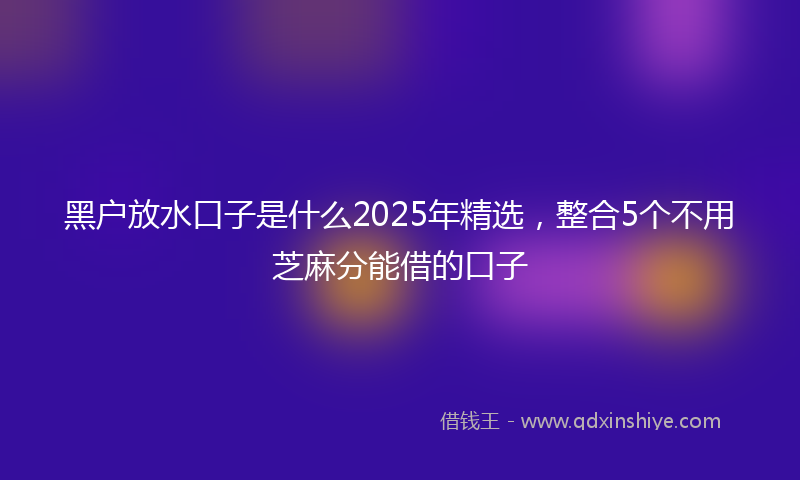 黑户放水口子是什么2025年精选，整合5个不用芝麻分能借的口子