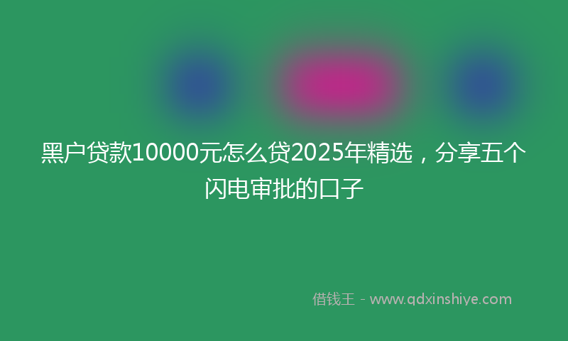 黑户贷款10000元怎么贷2025年精选，分享五个闪电审批的口子