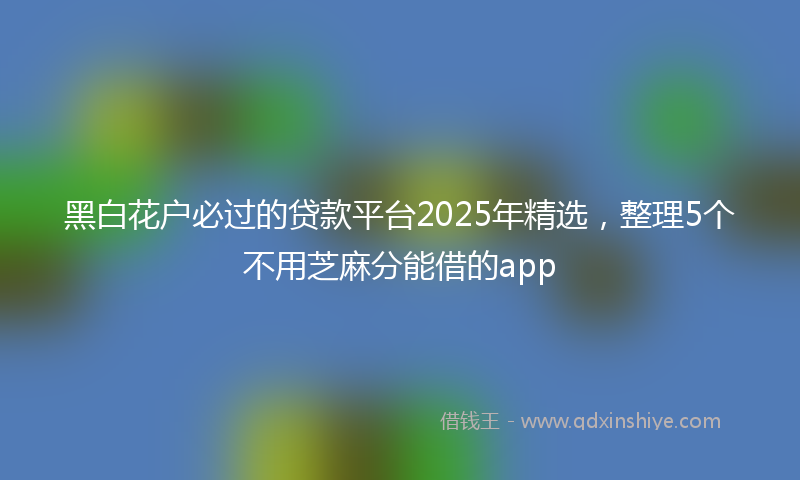 黑白花户必过的贷款平台2025年精选，整理5个不用芝麻分能借的app