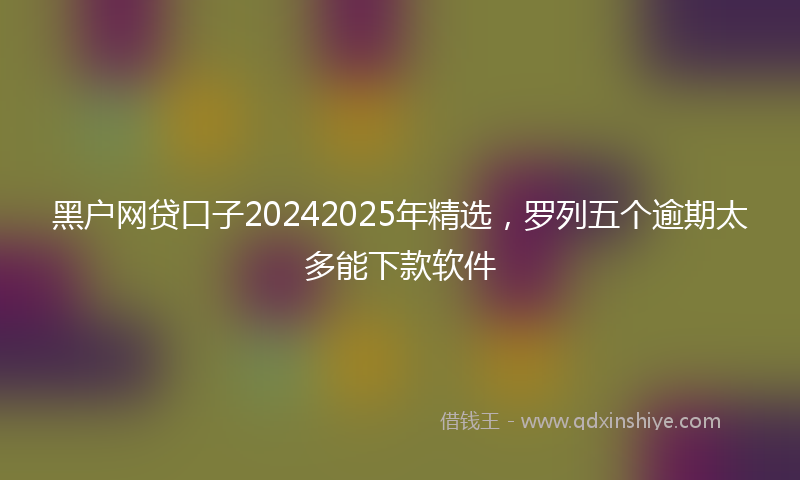 黑户网贷口子20242025年精选，罗列五个逾期太多能下款软件