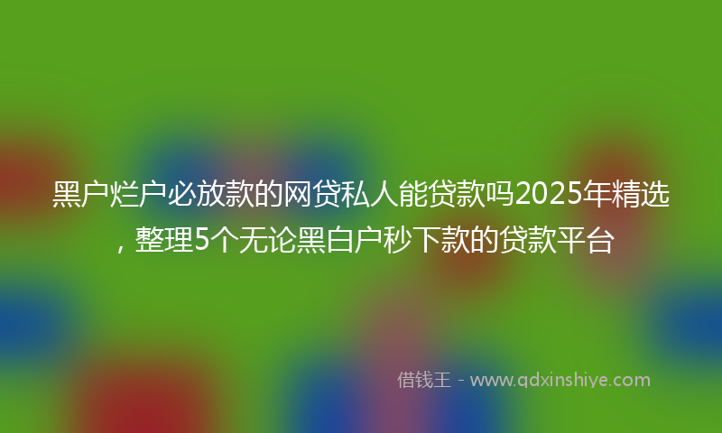 黑户烂户必放款的网贷私人能贷款吗2025年精选，整理5个无论黑白户秒下款的贷款平台
