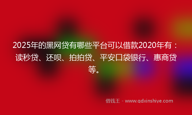 2025年的黑网贷有哪些平台可以借款2020年有：读秒贷、还呗、拍拍贷、平安口袋银行、惠商贷等。