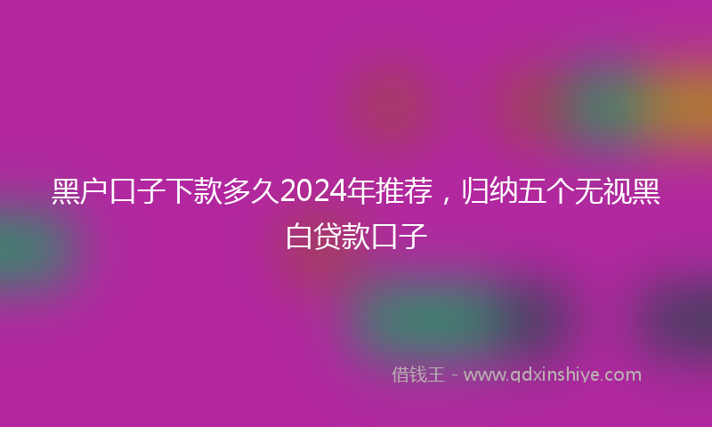 黑户口子下款多久2024年推荐，归纳五个无视黑白贷款口子