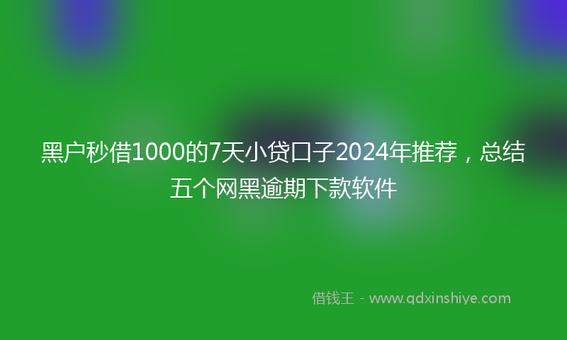黑户秒借1000的7天小贷口子2024年推荐，总结五个网黑逾期下款软件