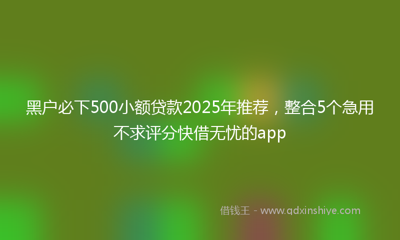 黑户必下500小额贷款2025年推荐，整合5个急用不求评分快借无忧的app