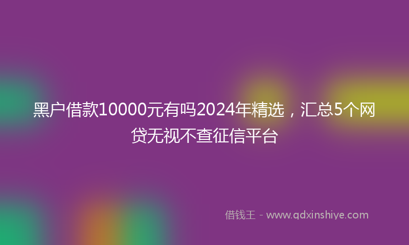 黑户借款10000元有吗2024年精选，汇总5个网贷无视不查征信平台
