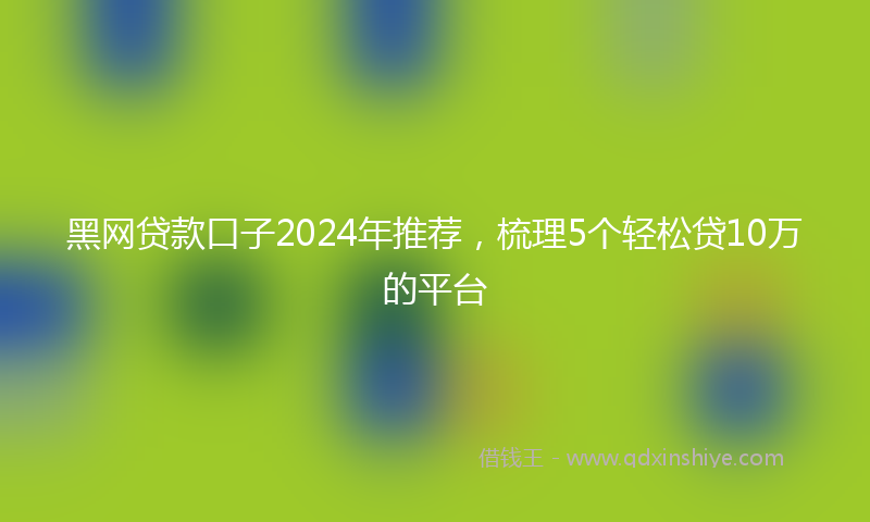 黑网贷款口子2024年推荐，梳理5个轻松贷10万的平台