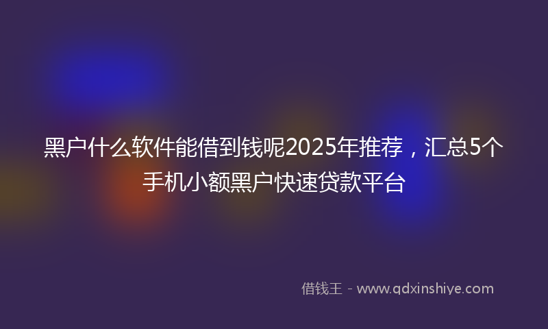 黑户什么软件能借到钱呢2025年推荐，汇总5个手机小额黑户快速贷款平台