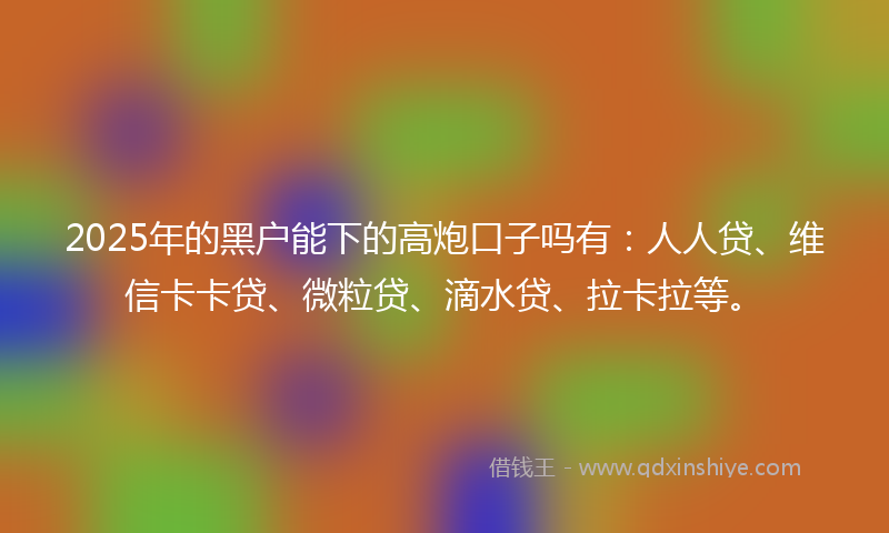 2025年的黑户能下的高炮口子吗有：人人贷、维信卡卡贷、微粒贷、滴水贷、拉卡拉等。