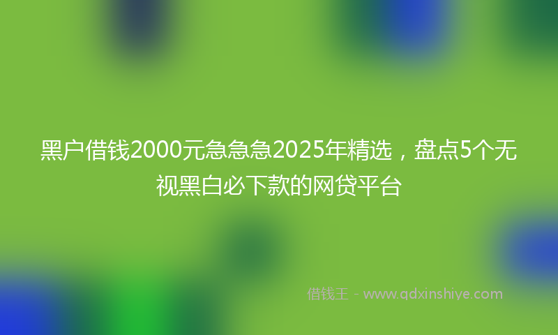 黑户借钱2000元急急急2025年精选，盘点5个无视黑白必下款的网贷平台