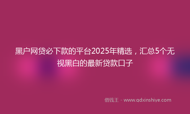 黑户网贷必下款的平台2025年精选，汇总5个无视黑白的最新贷款口子