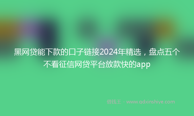 黑网贷能下款的口子链接2024年精选，盘点五个不看征信网贷平台放款快的app