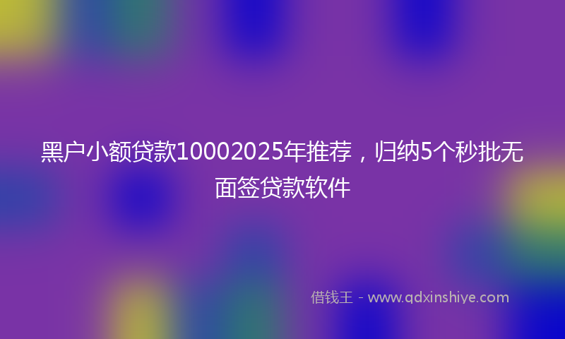 黑户小额贷款10002025年推荐，归纳5个秒批无面签贷款软件