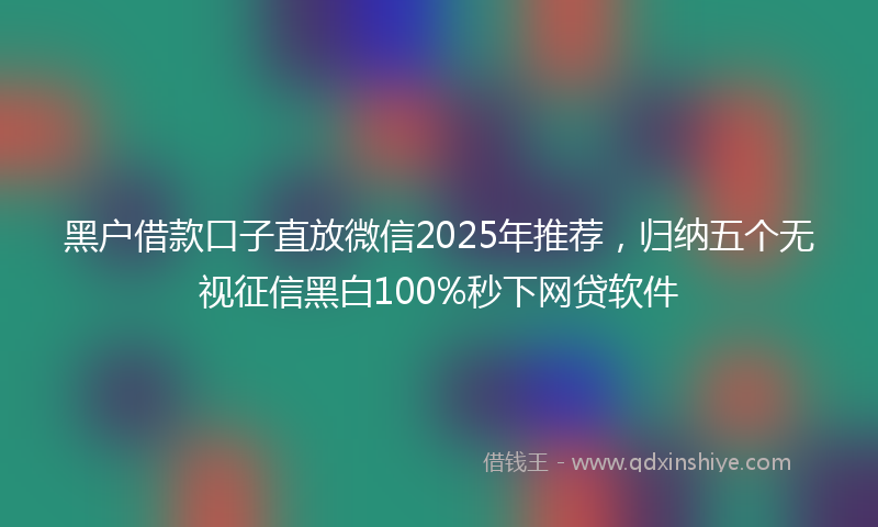 黑户借款口子直放微信2025年推荐，归纳五个无视征信黑白100%秒下网贷软件