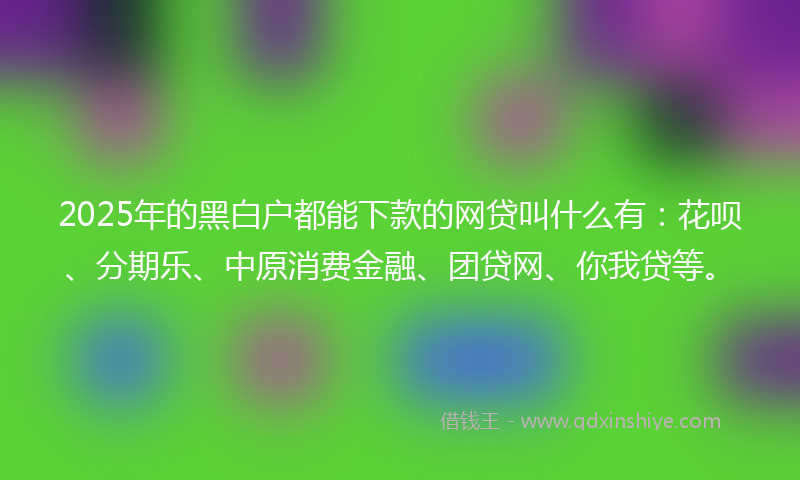 2025年的黑白户都能下款的网贷叫什么有：花呗、分期乐、中原消费金融、团贷网、你我贷等。
