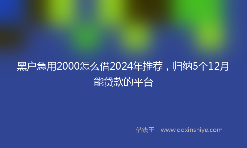 黑户急用2000怎么借2024年推荐，归纳5个12月能贷款的平台