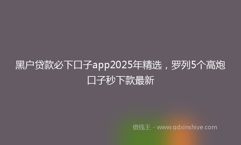 黑户贷款必下口子app2025年精选，罗列5个高炮口子秒下款最新