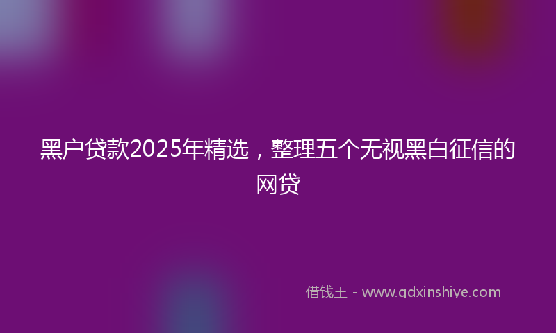 黑户贷款2025年精选，整理五个无视黑白征信的网贷