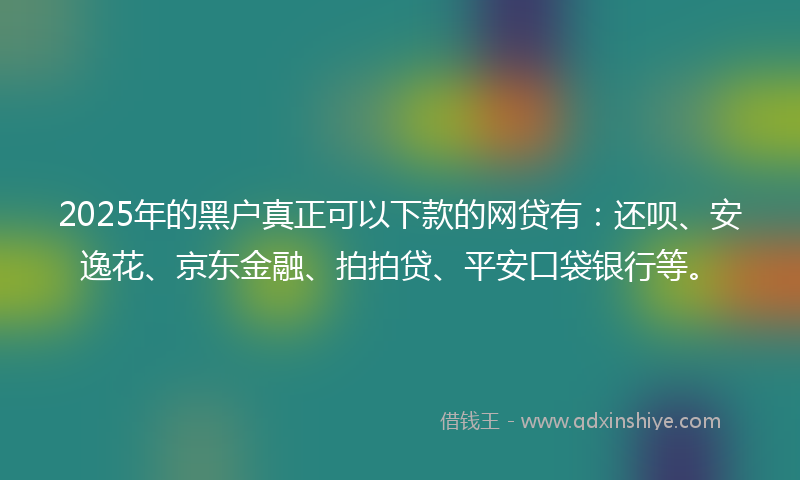 2025年的黑户真正可以下款的网贷有：还呗、安逸花、京东金融、拍拍贷、平安口袋银行等。