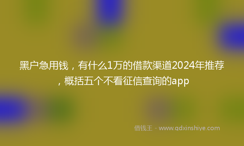 黑户急用钱，有什么1万的借款渠道2024年推荐，概括五个不看征信查询的app