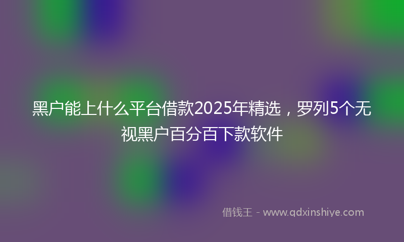 黑户能上什么平台借款2025年精选，罗列5个无视黑户百分百下款软件