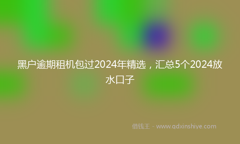 黑户逾期租机包过2024年精选，汇总5个2024放水口子