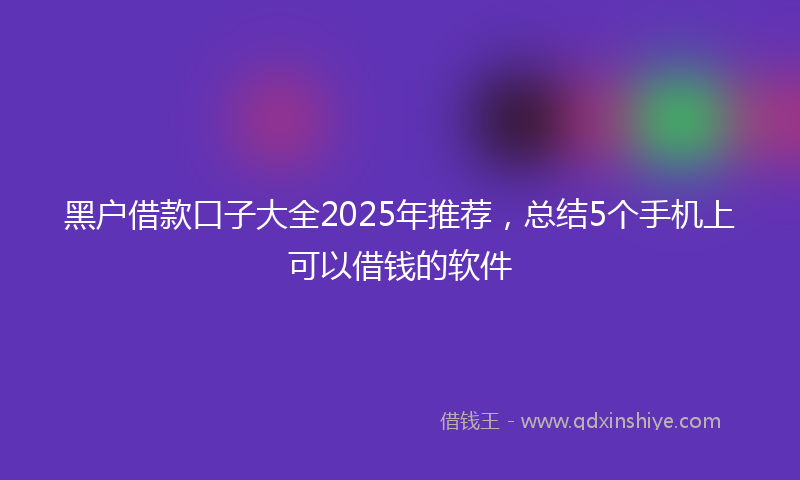 黑户借款口子大全2025年推荐，总结5个手机上可以借钱的软件