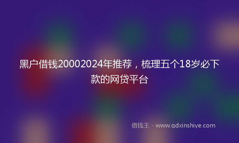 黑户借钱20002024年推荐，梳理五个18岁必下款的网贷平台