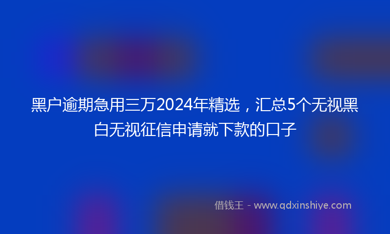 黑户逾期急用三万2024年精选，汇总5个无视黑白无视征信申请就下款的口子