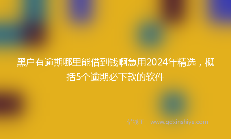 黑户有逾期哪里能借到钱啊急用2024年精选，概括5个逾期必下款的软件