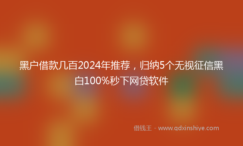 黑户借款几百2024年推荐，归纳5个无视征信黑白100%秒下网贷软件