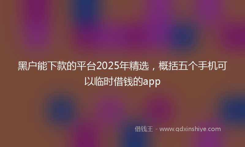 黑户能下款的平台2025年精选，概括五个手机可以临时借钱的app