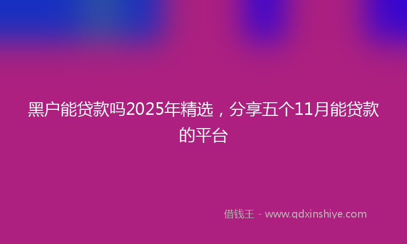 黑户能贷款吗2025年精选，分享五个11月能贷款的平台