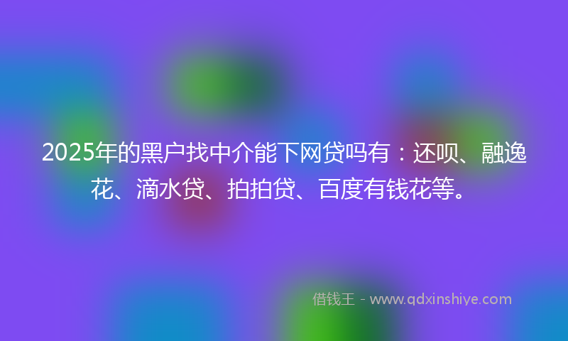 2025年的黑户找中介能下网贷吗有：还呗、融逸花、滴水贷、拍拍贷、百度有钱花等。