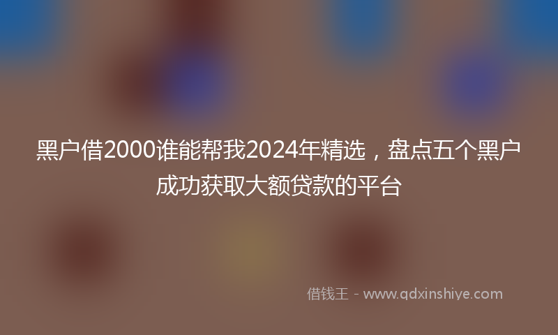 黑户借2000谁能帮我2024年精选，盘点五个黑户成功获取大额贷款的平台