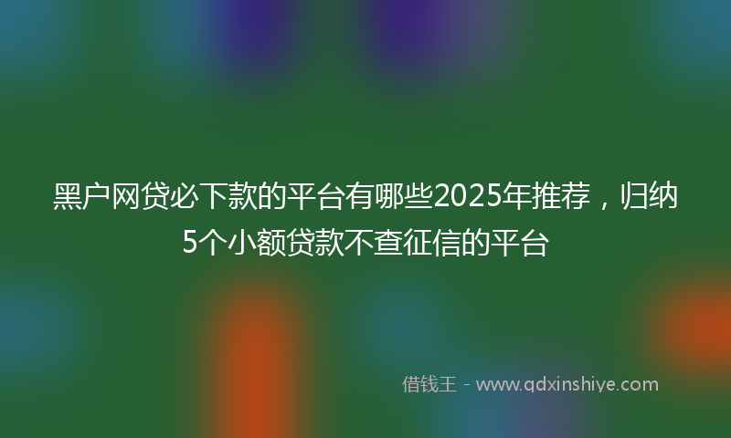 黑户网贷必下款的平台有哪些2025年推荐，归纳5个小额贷款不查征信的平台