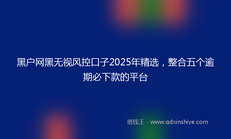 黑户网黑无视风控口子2025年精选，整合五个逾期必下款的平台