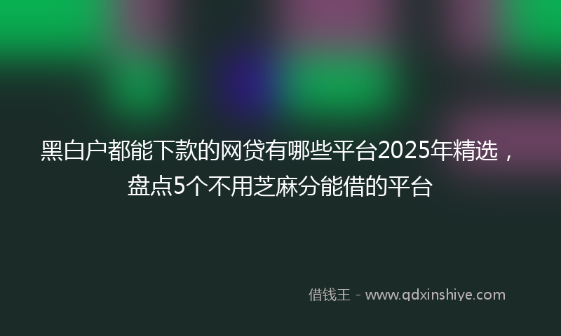 黑白户都能下款的网贷有哪些平台2025年精选，盘点5个不用芝麻分能借的平台