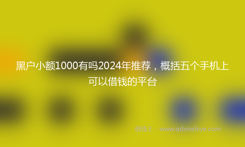 黑户小额1000有吗2024年推荐，概括五个手机上可以借钱的平台