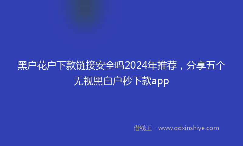 黑户花户下款链接安全吗2024年推荐，分享五个无视黑白户秒下款app