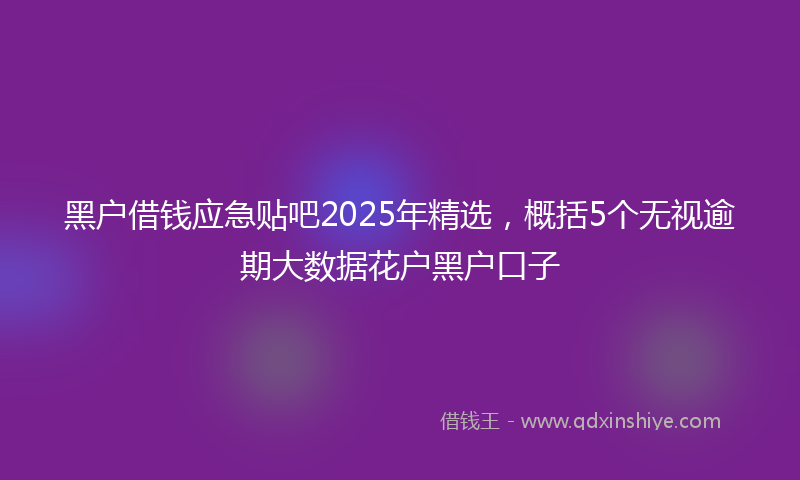 黑户借钱应急贴吧2025年精选，概括5个无视逾期大数据花户黑户口子