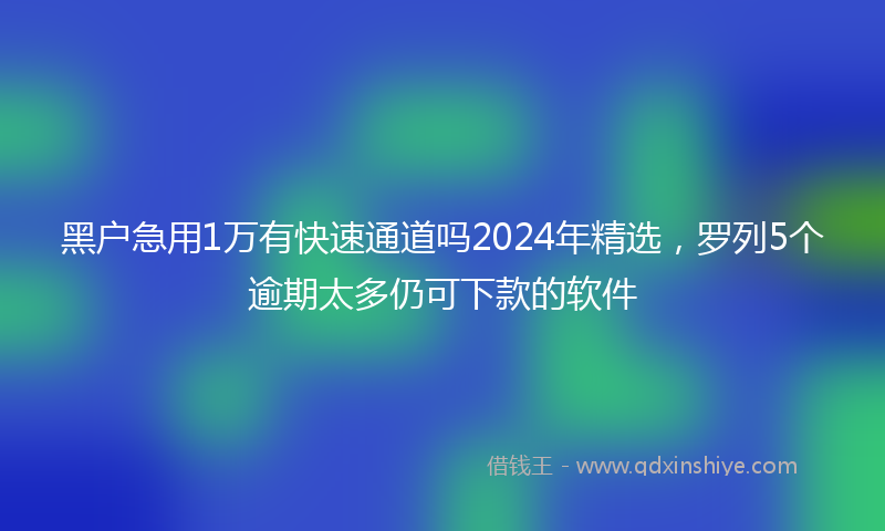 黑户急用1万有快速通道吗2024年精选，罗列5个逾期太多仍可下款的软件