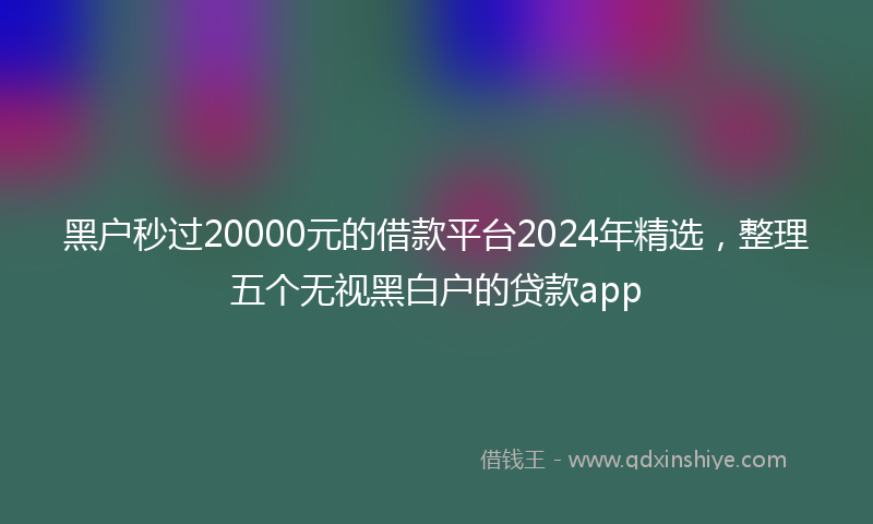 黑户秒过20000元的借款平台2024年精选，整理五个无视黑白户的贷款app