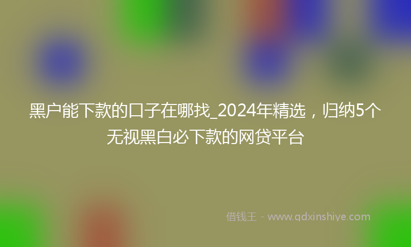 黑户能下款的口子在哪找_2024年精选，归纳5个无视黑白必下款的网贷平台